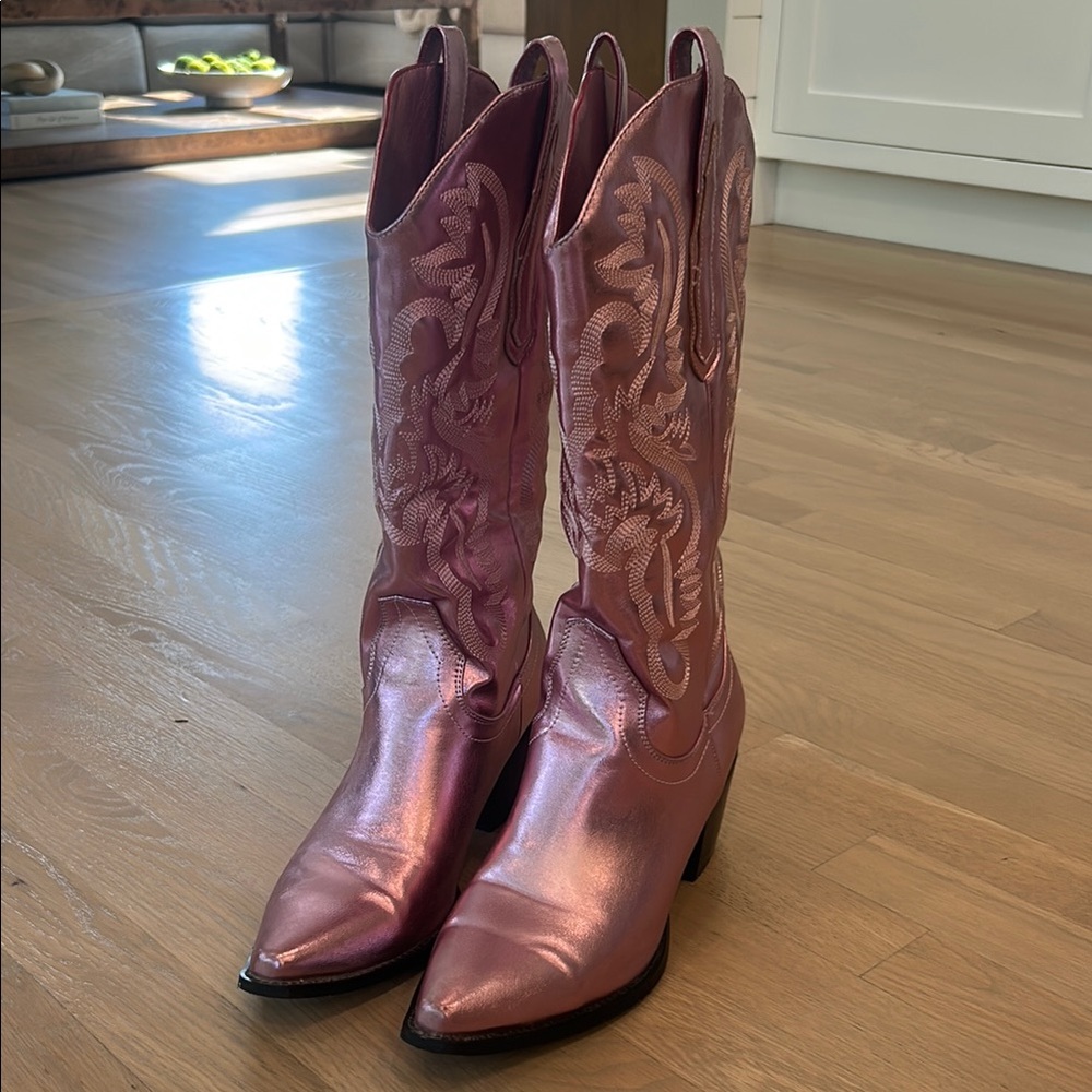 Metallic Pink Cowboy Boots